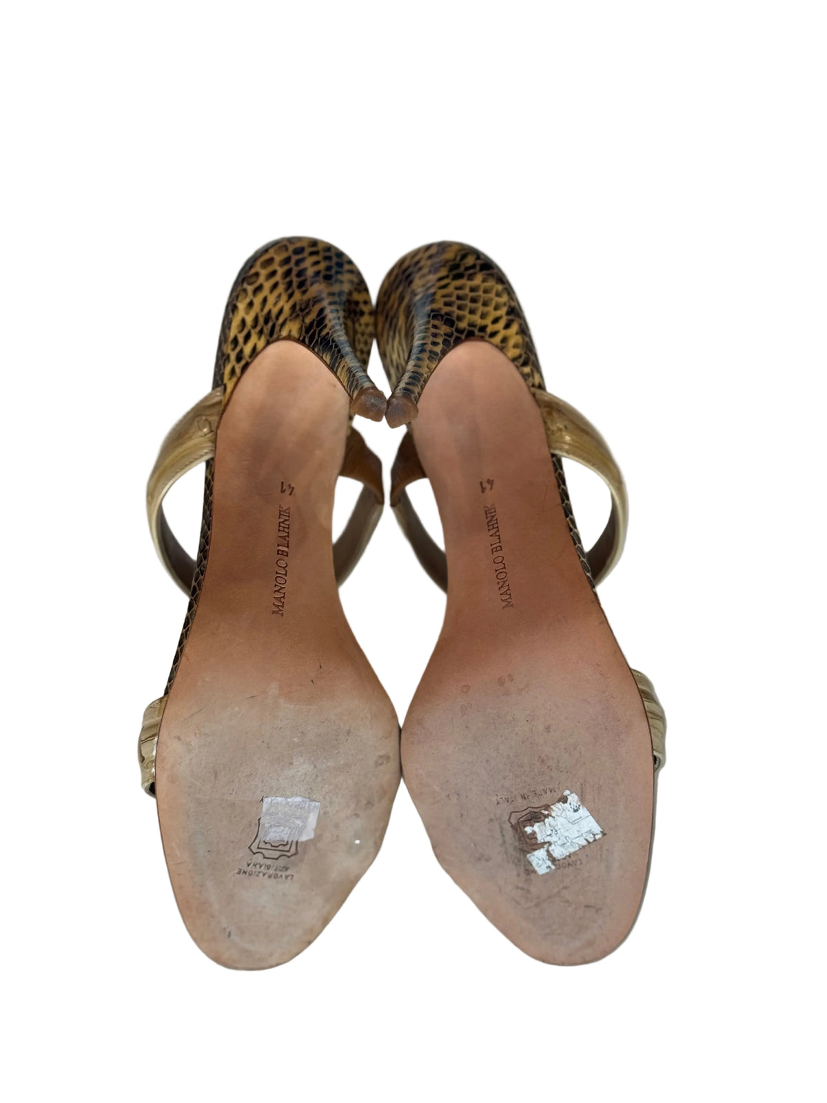 Manolo Blahnik Snakeskin Mule Heels-SHOES-Gazelle Fashion and Style