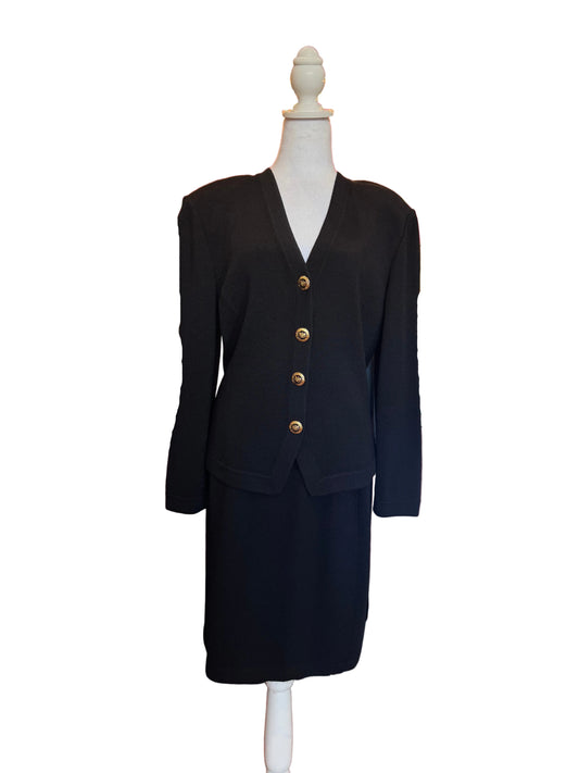 St. John Black Cardigan and Skirt Set-Sets-Gazelle Fashion and Style