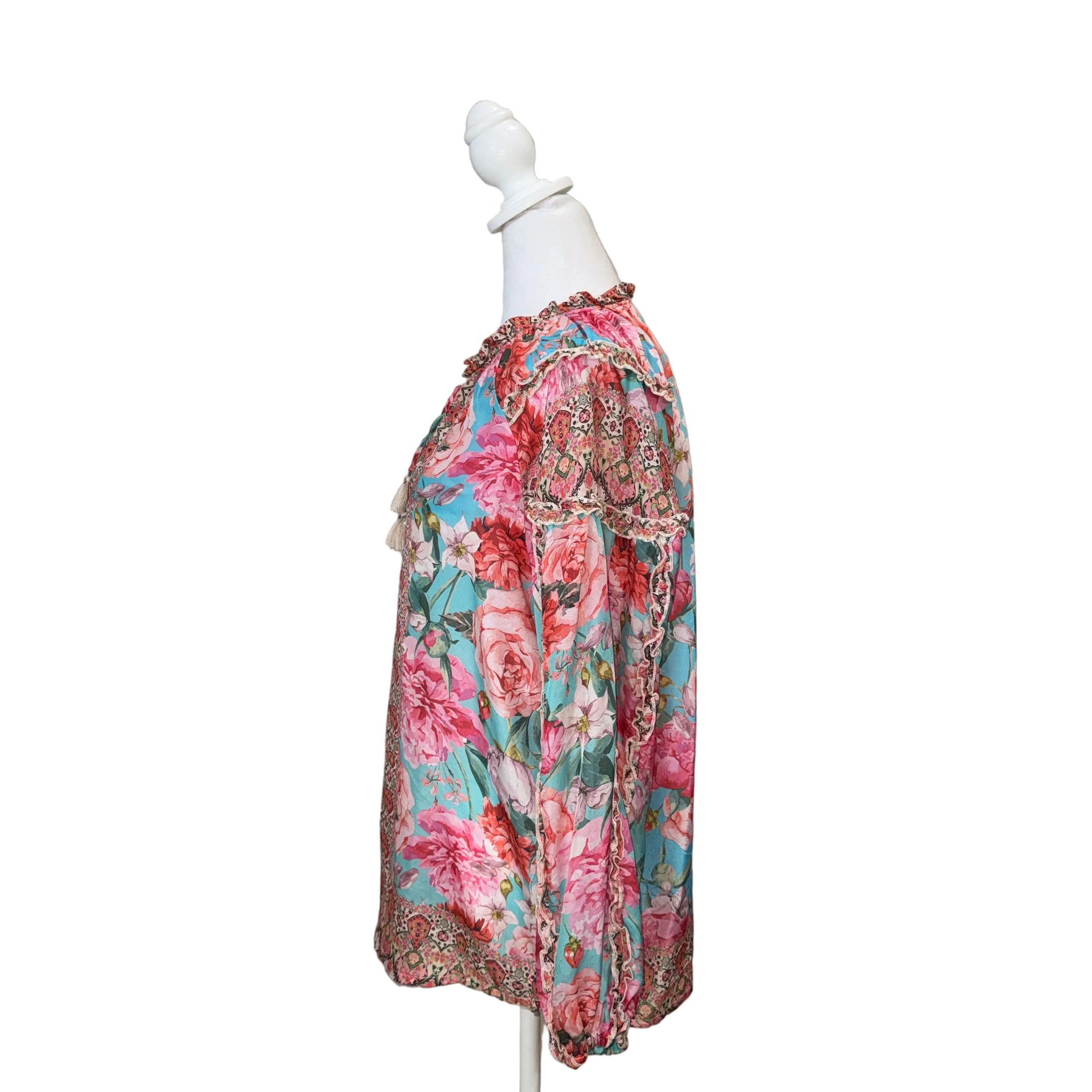 Johnny Was Rose Narcisa Silk Blouse-TOPS-Gazelle Fashion and Style