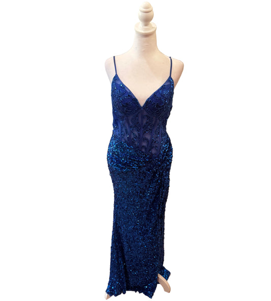 Stacees Blue Sequin Dress-DRESS-8-blue-New-Gazelle Fashion and Style