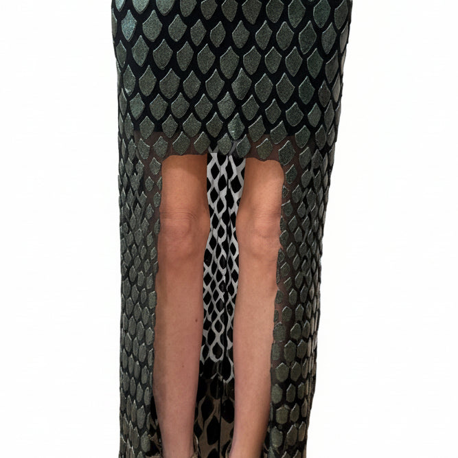 Ema Savahl Couture Mandarin Dragon Scale Dress-DRESS-Gazelle Fashion and Style