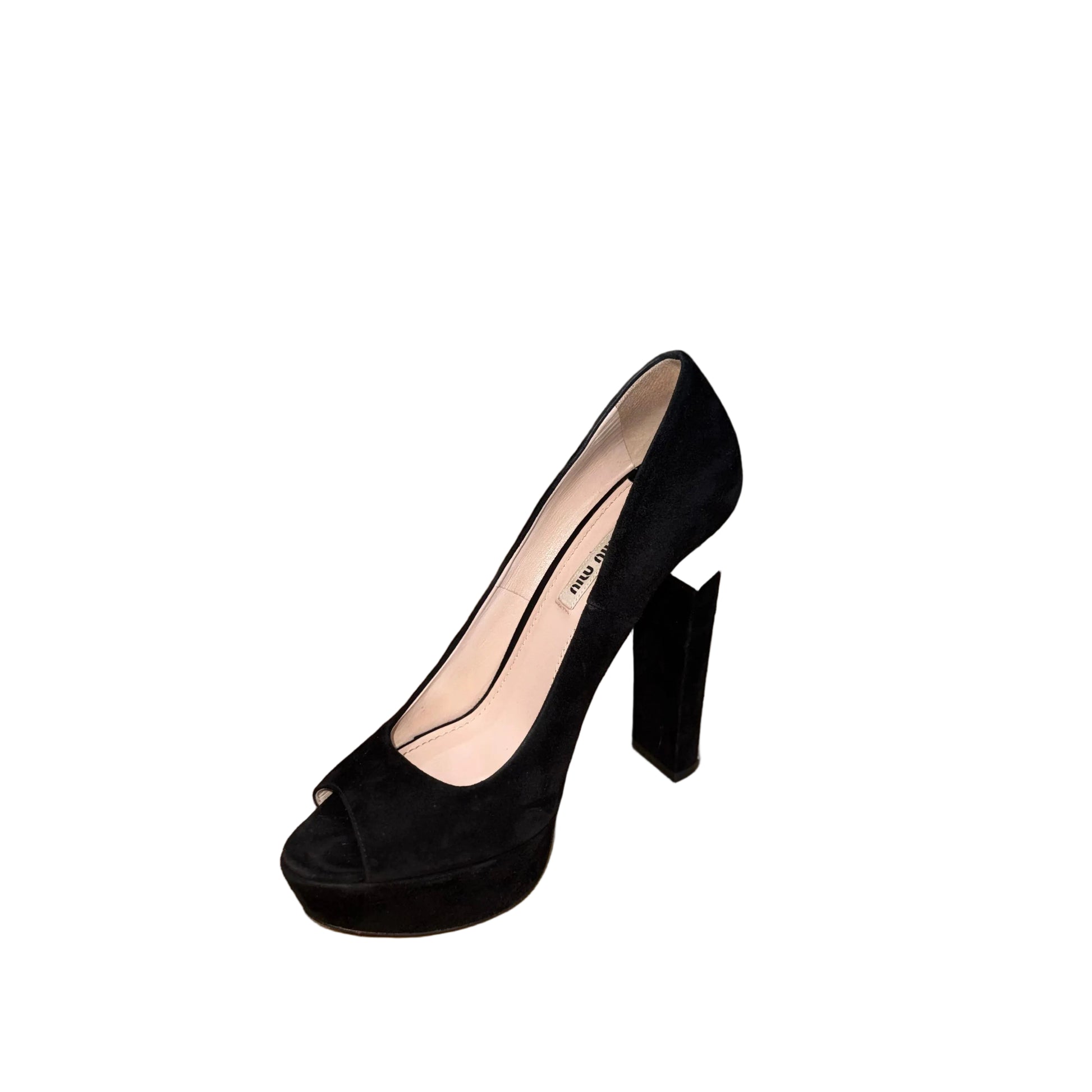 Miu Miu Suede Peep Toe Heel- Gazelle Fashion and Style