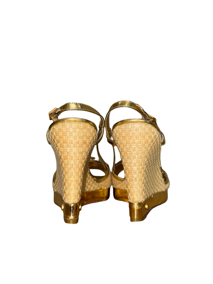 Tory Burch Gold Raffia Wede Heels- Gazelle Fashion and Style 