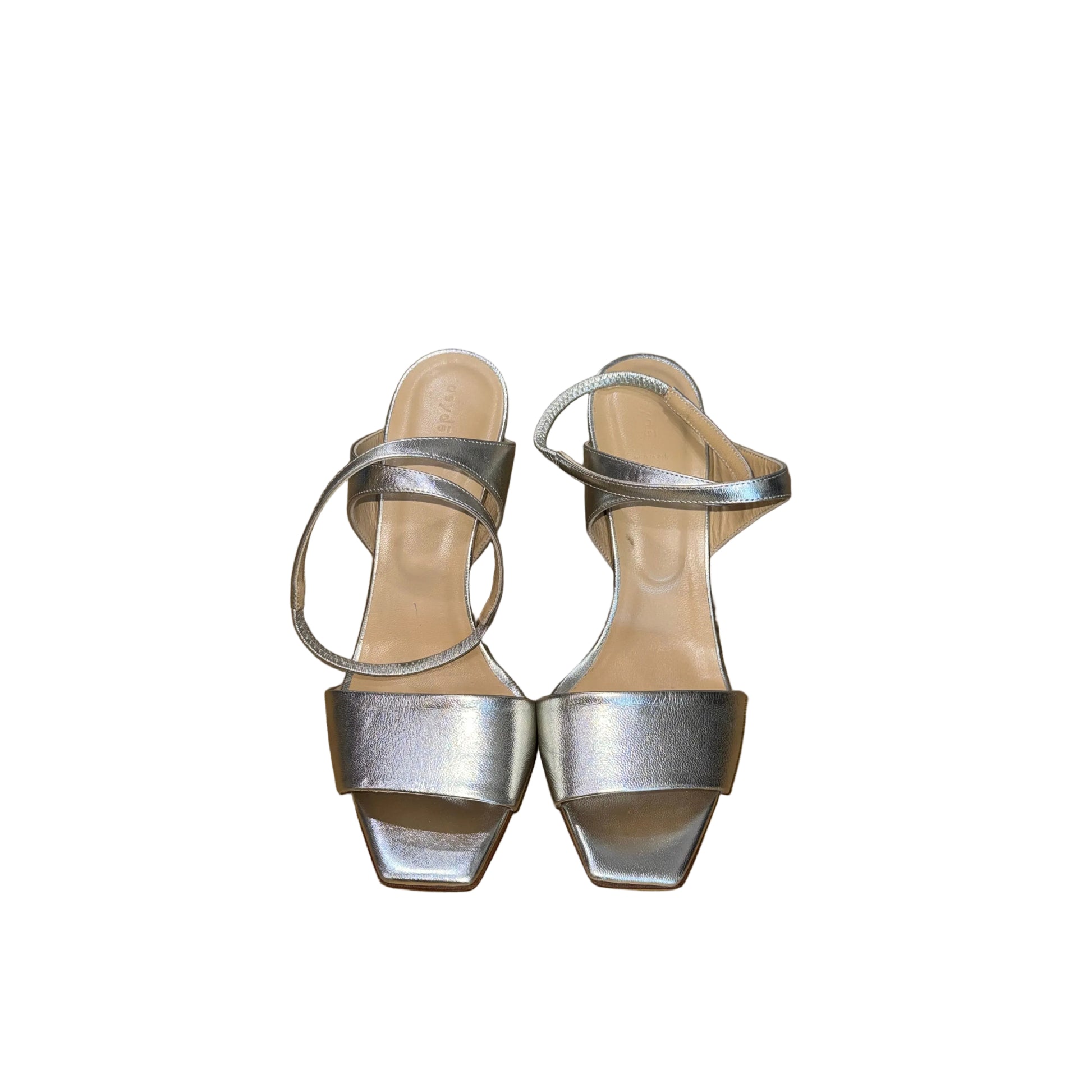 Aeyde Metallic Silver Sandals Heels- Gazelle Fashion and Style 