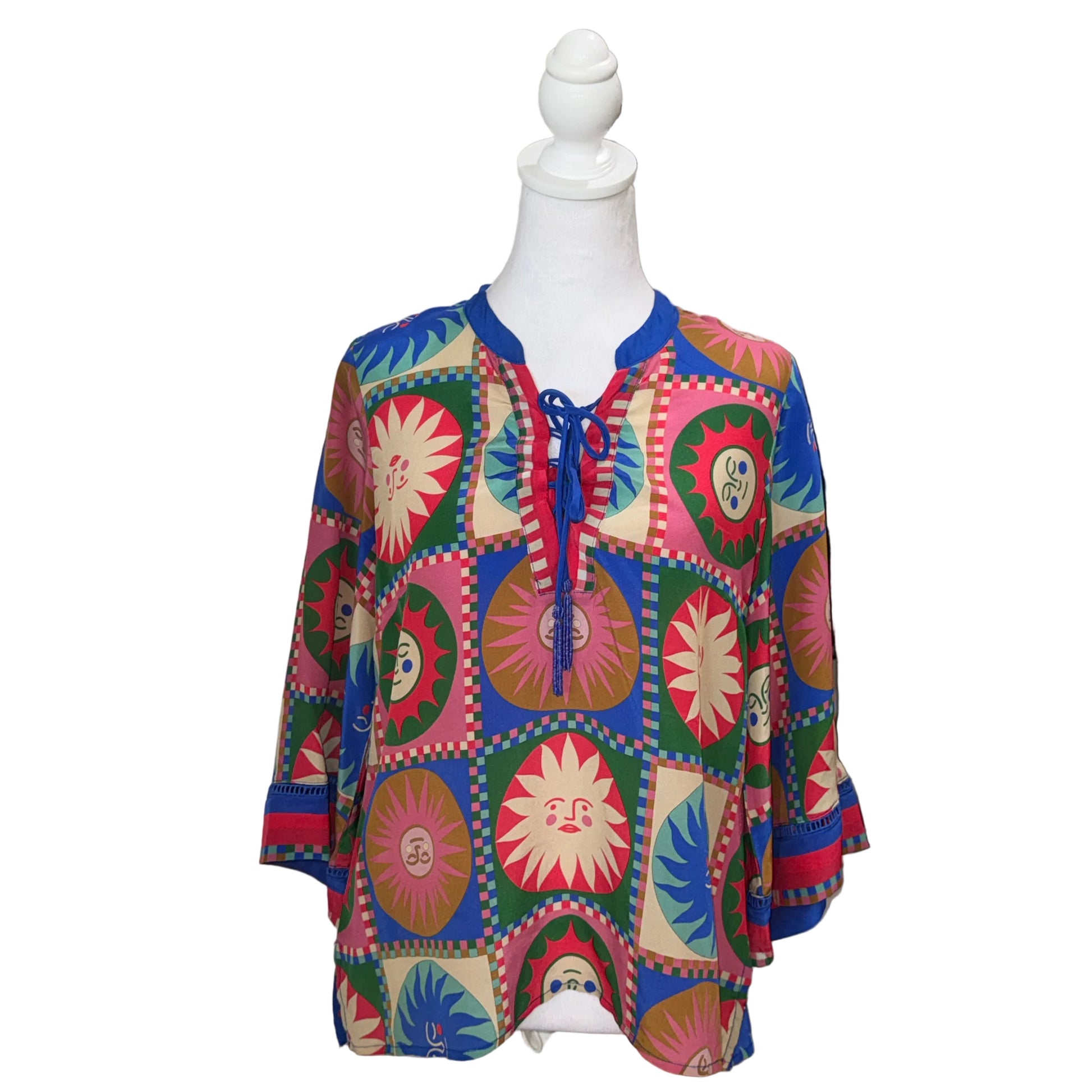 Johnny Was Front Tie Villa Blouse- Gazelle Fashion and Style 