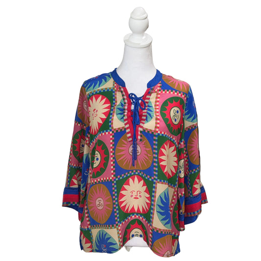 Johnny Was Front Tie Villa Blouse-TOPS-Gazelle Fashion and Style