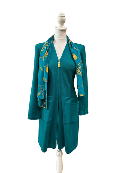 St John Teal Dress with Scarf-DRESS-Gazelle Fashion and Style