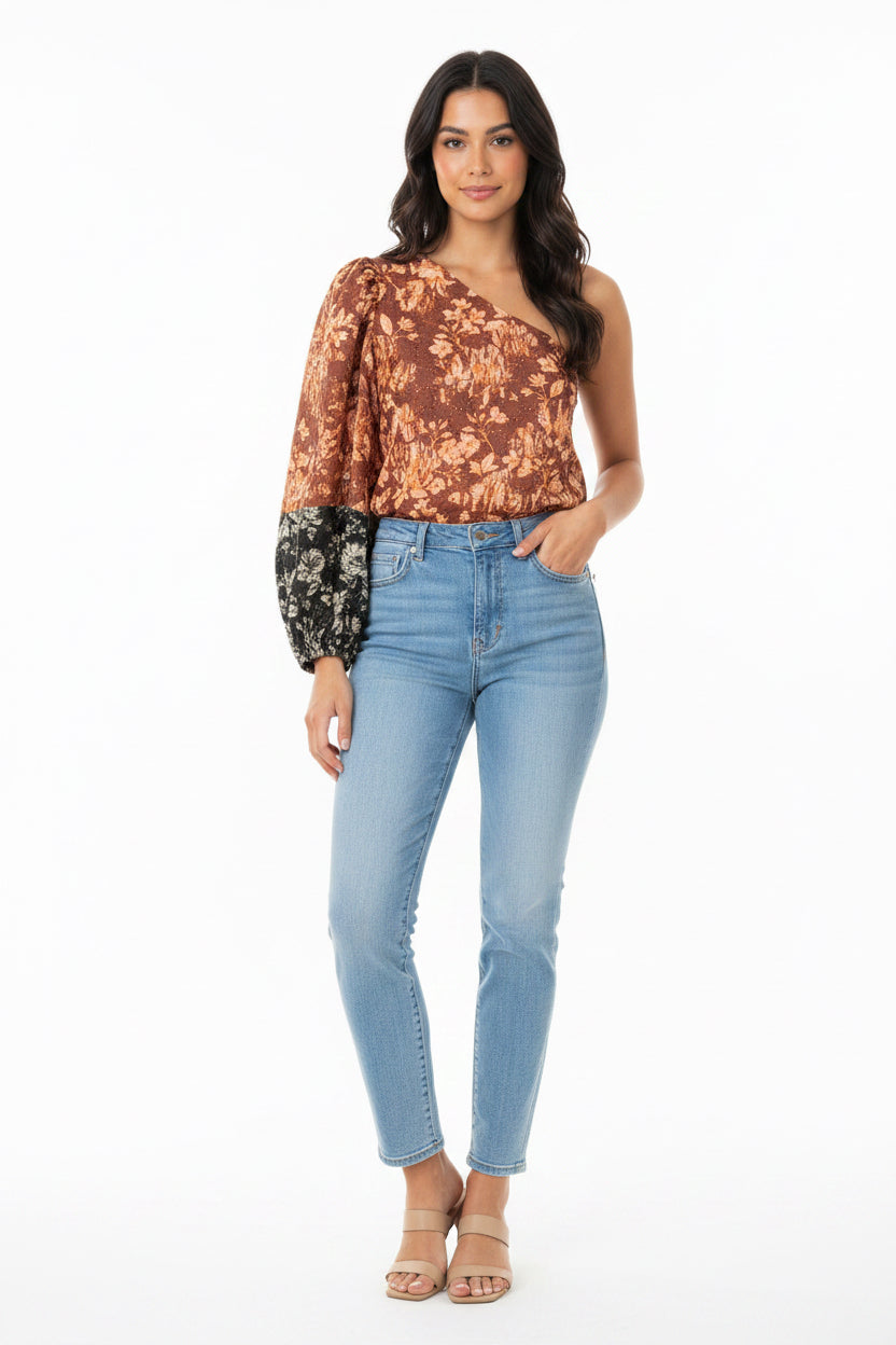 Anthropologie One Sleeve Top-TOPS-Gazelle Fashion and Style