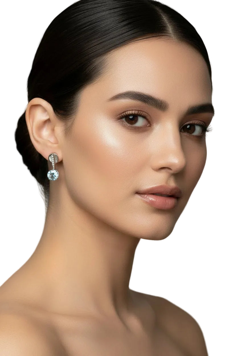 Chatham 14K White Gold Aqua Earrings-JEWELRY-Gazelle Fashion and Style