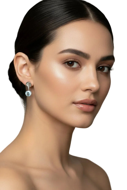 Chatham 14K White Gold Aqua Earrings-JEWELRY-Gazelle Fashion and Style