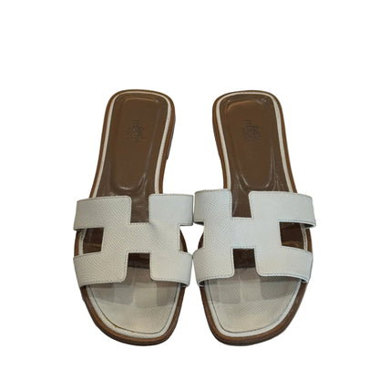 Classic Hermes Oran Calfskin Leather-SANDAL-Gazelle Fashion and Style