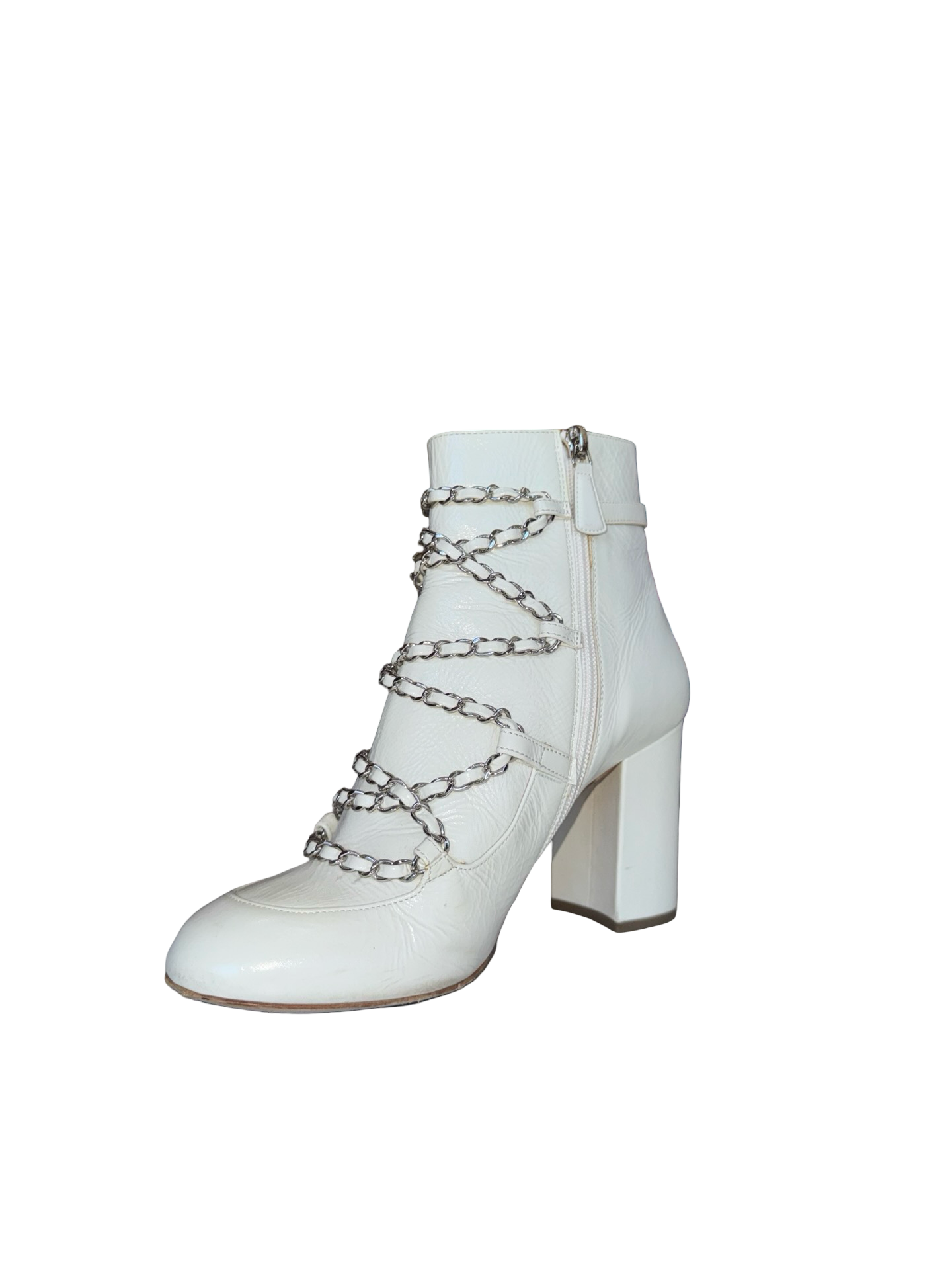 Chanel White Booties