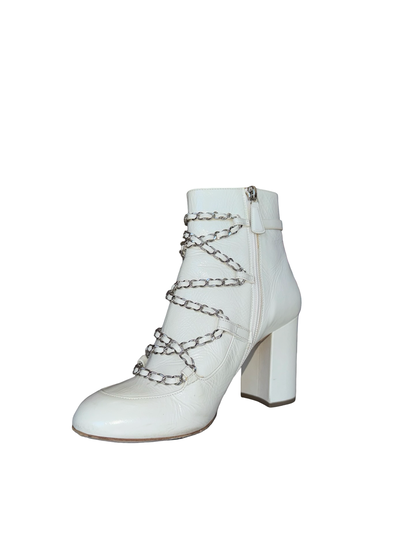 Chanel White Booties