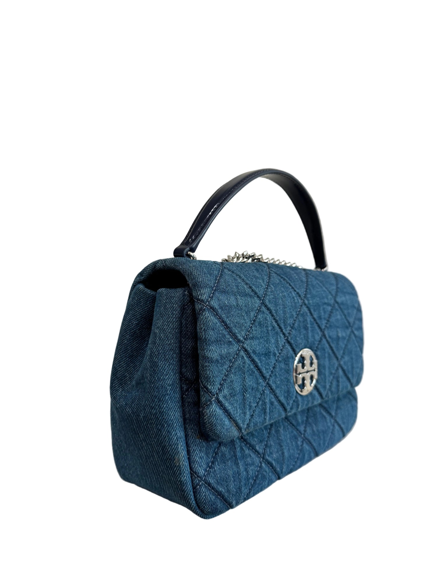 Tory Burch Small Willa Denim Shoulder Bag-HANDBAGS-Gazelle Fashion and Style