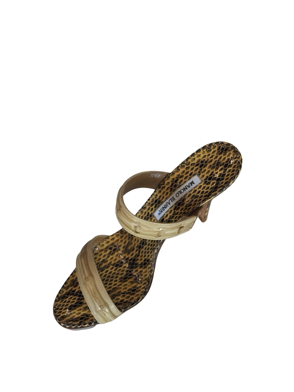 Manolo Blahnik Snakeskin Mule Heels-SHOES-Gazelle Fashion and Style