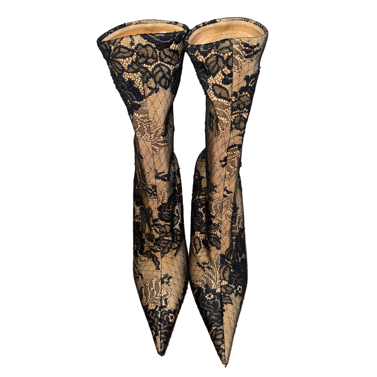 Balenciaga Floral Lace Boots $195-SHOES-Gazelle Fashion and Style