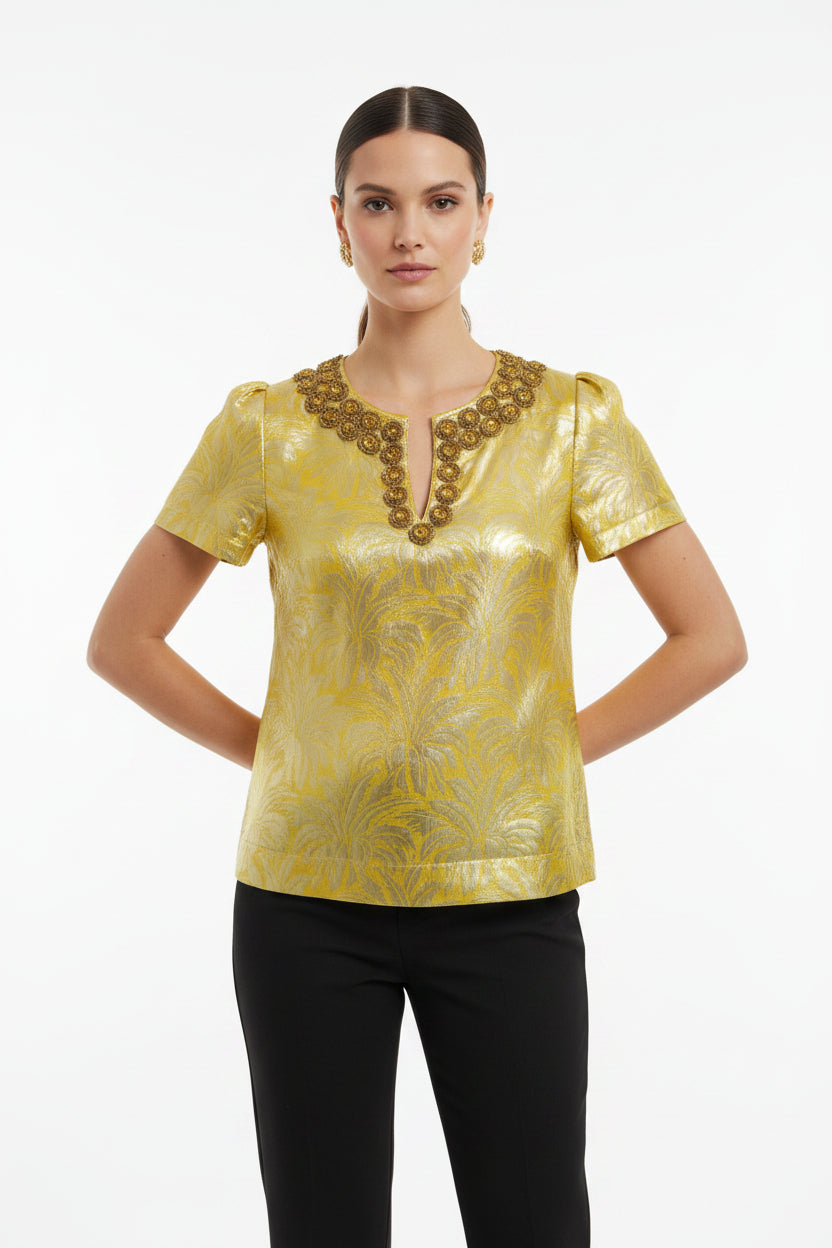 Tory Burch Gold Adorned Lola-TOPS-Gazelle Fashion and Style