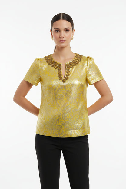 Tory Burch Gold Adorned Lola-TOPS-Gazelle Fashion and Style