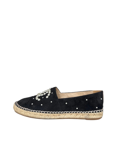 Chanel 2017 Faux Pearl Accents Espadrilles- Size 39,Fits US 8 $325-SHOES-Gazelle Fashion and Style