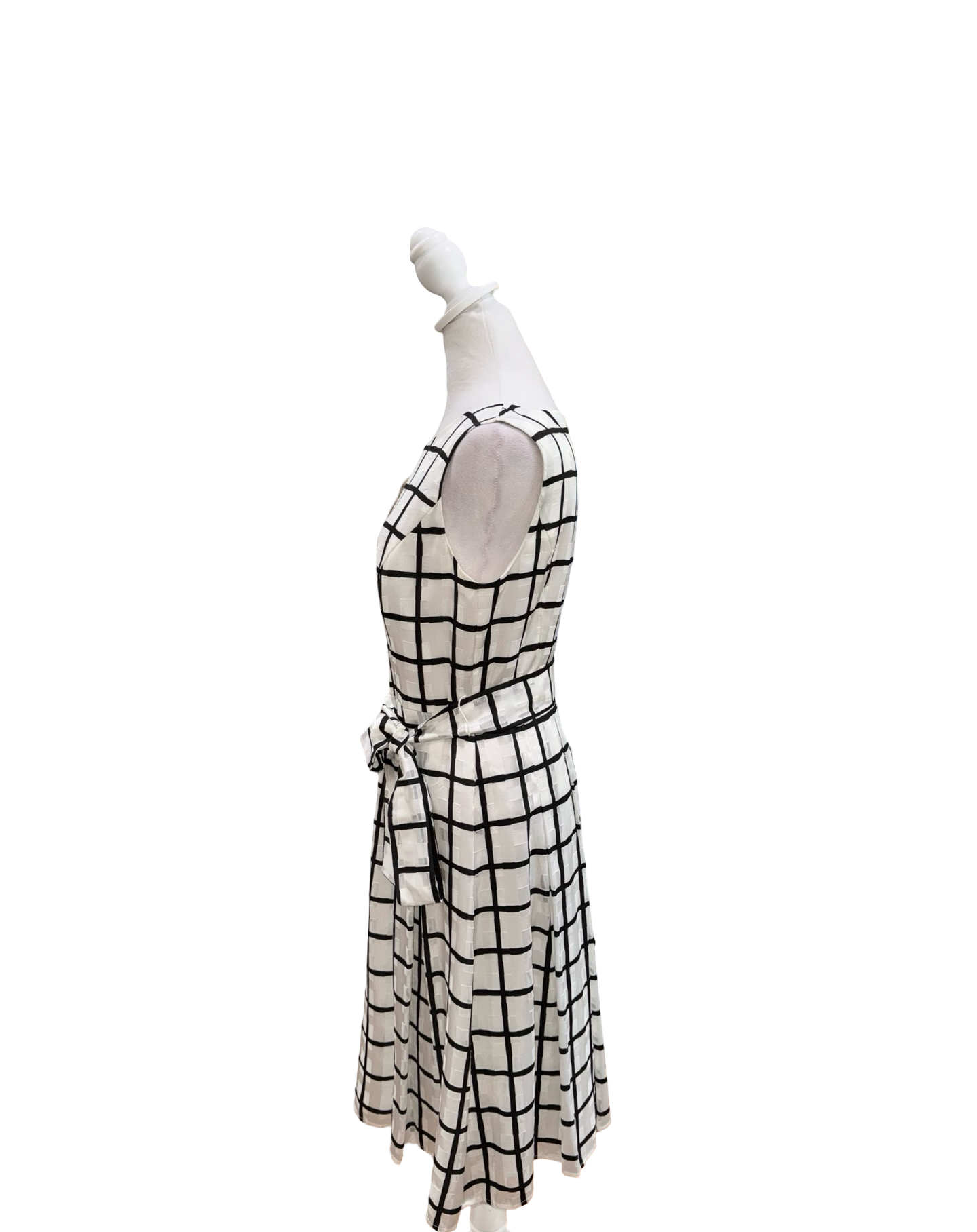 Tommy Hilfiger White Grid Sleeveless Dress- Gazelle Fashion and Style 
