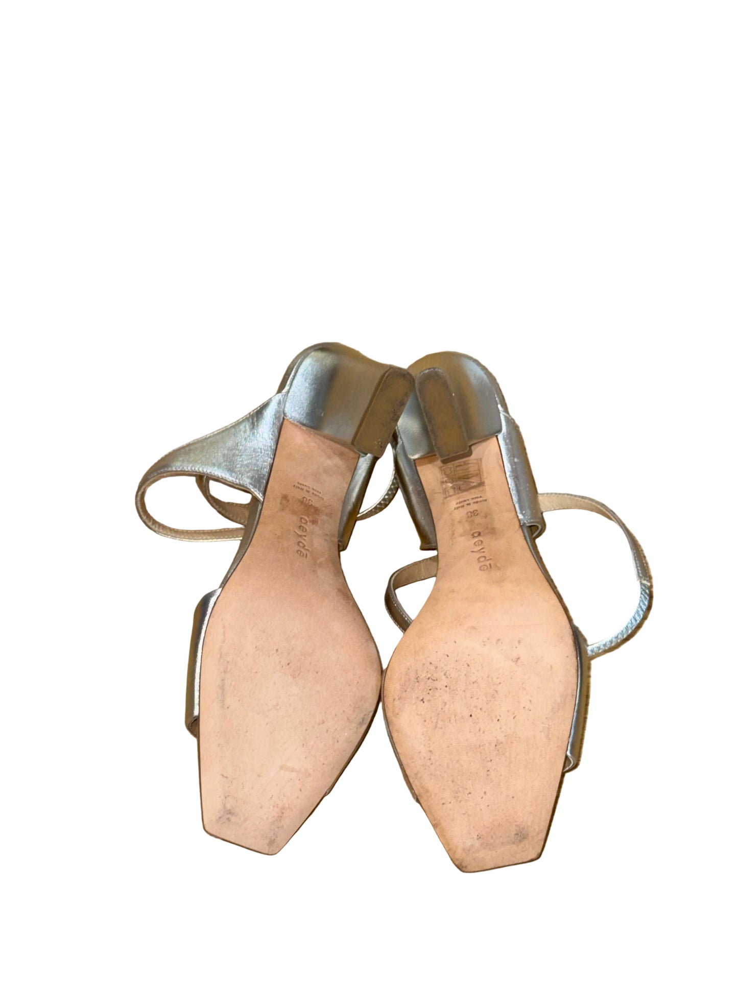Aeyde Metallic Silver Sandals Heels- Gazelle Fashion and Style 