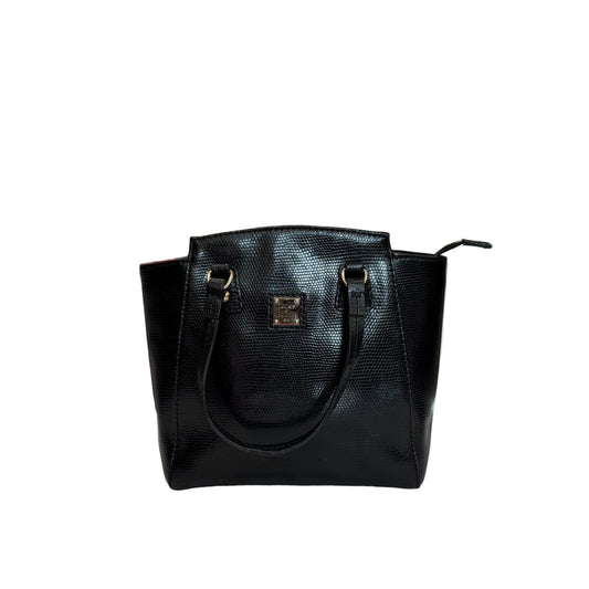 Dooney & Bourke Black Lizard-Embossed Handbag-HANDBAGS-black-Great-Gazelle Fashion and Style