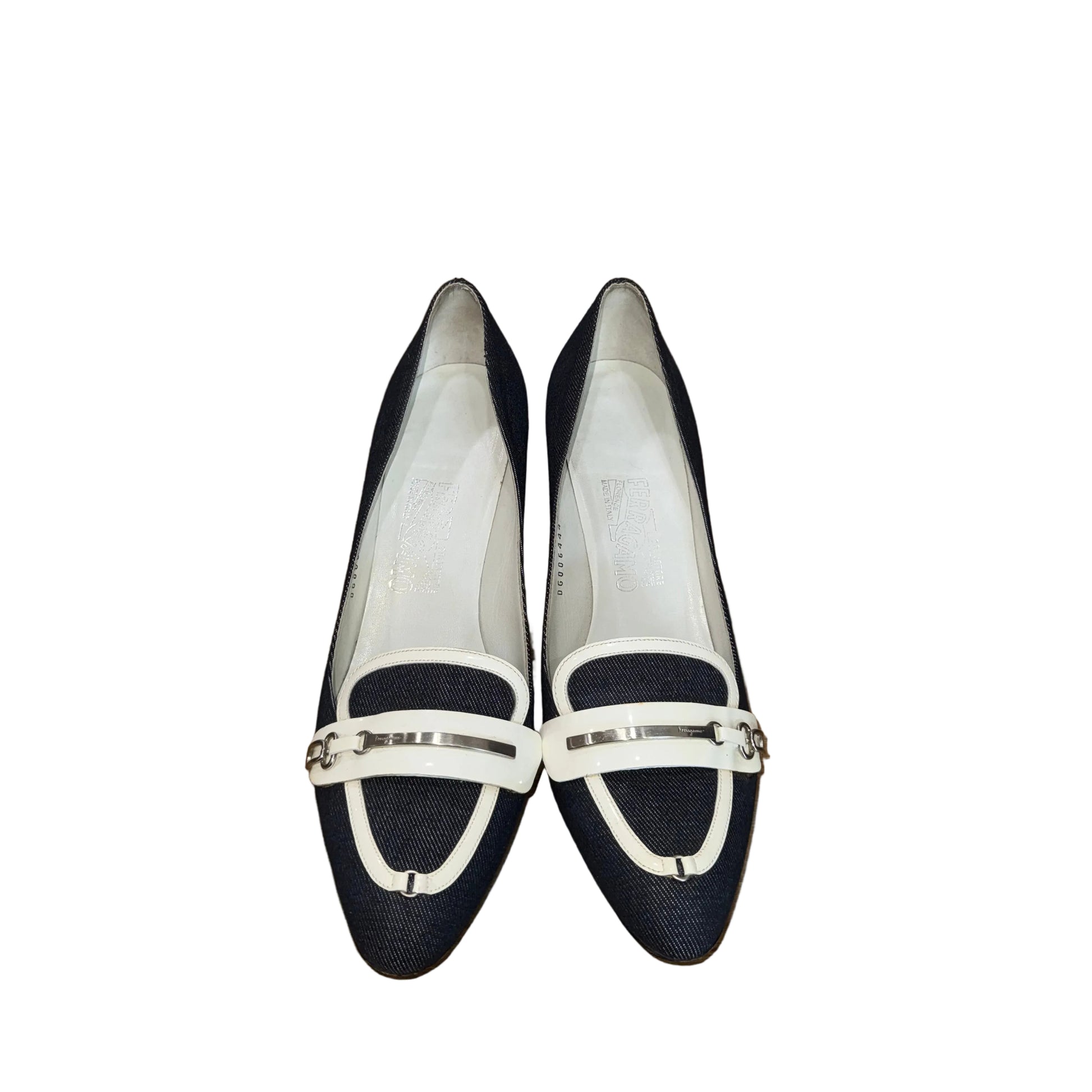 Vintage Ferragamo Denim Loafer Pumps-Gazelle Fashion and Style