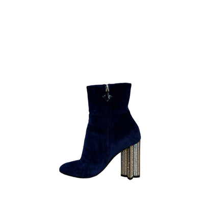 Louis Vuitton Velvet Crystal Boots- Gazelle Fashion and Style 