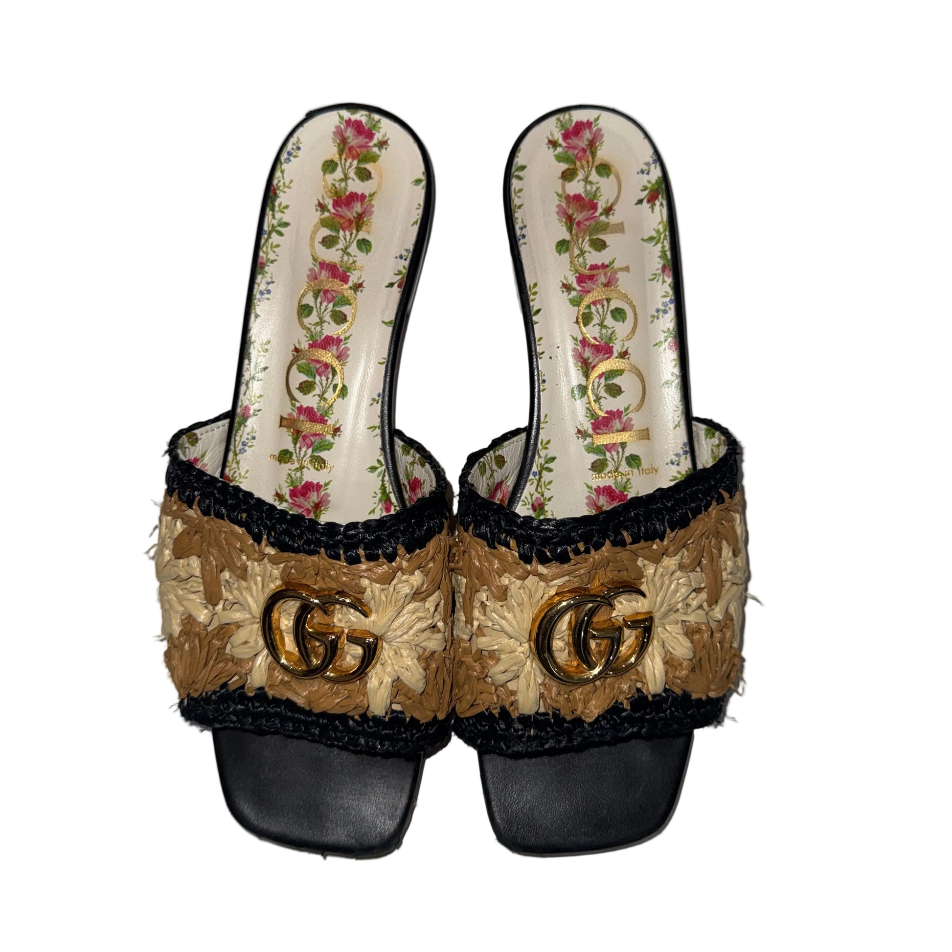 Gucci Jolie Raffia Slide-SHOES-Gazelle Fashion and Style