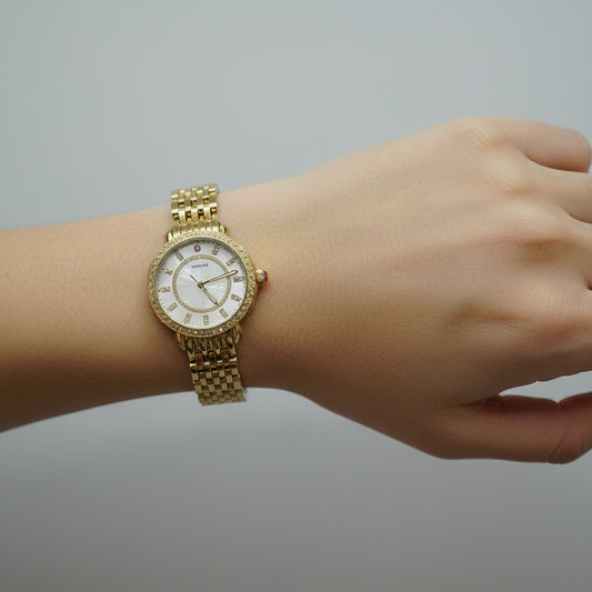Michele Sydney Gold Diamond Watch-WATCH-Gazelle Fashion and Style