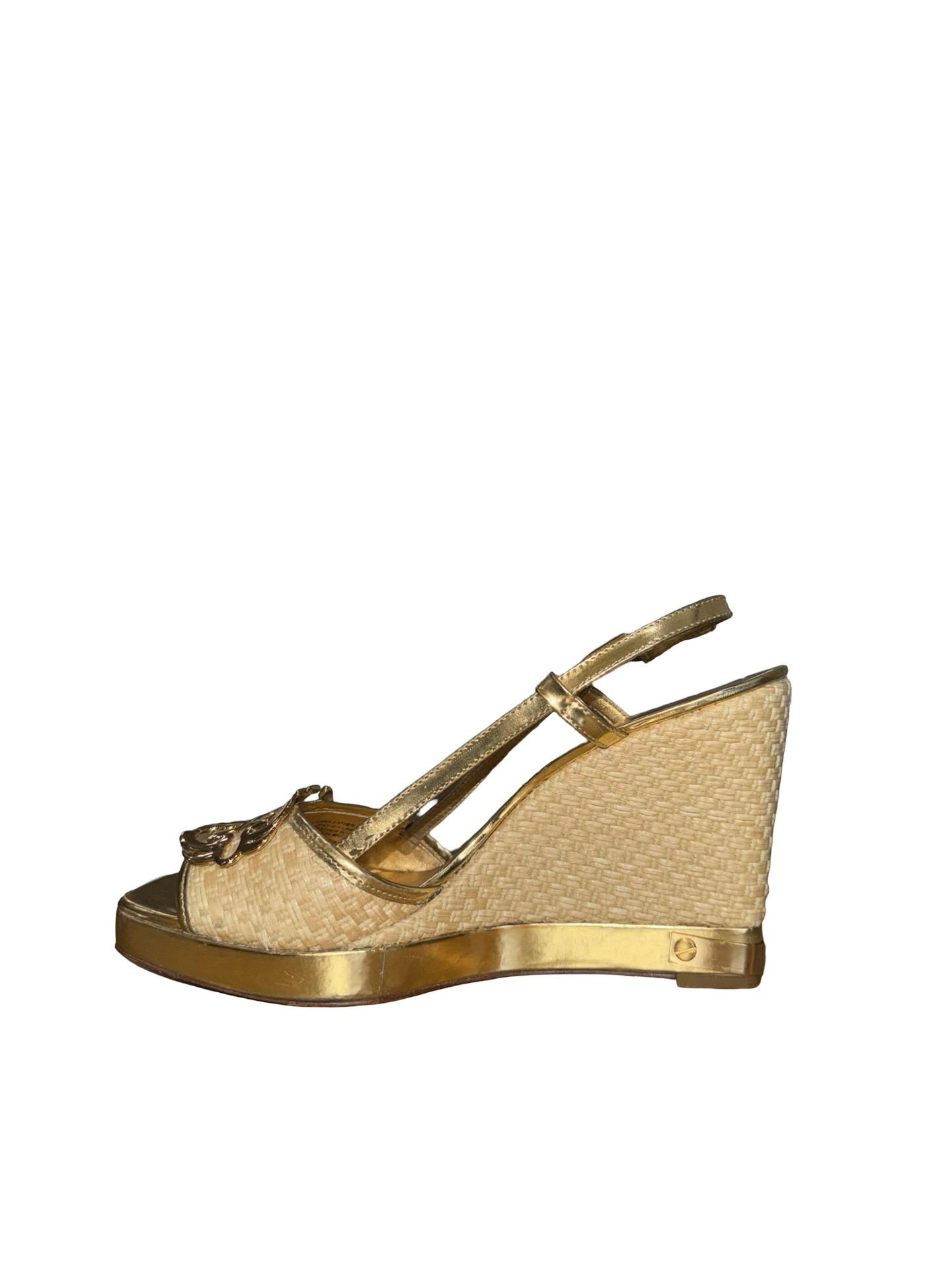 Tory Burch Gold Raffia Wede Heels- Gazelle Fashion and Style 