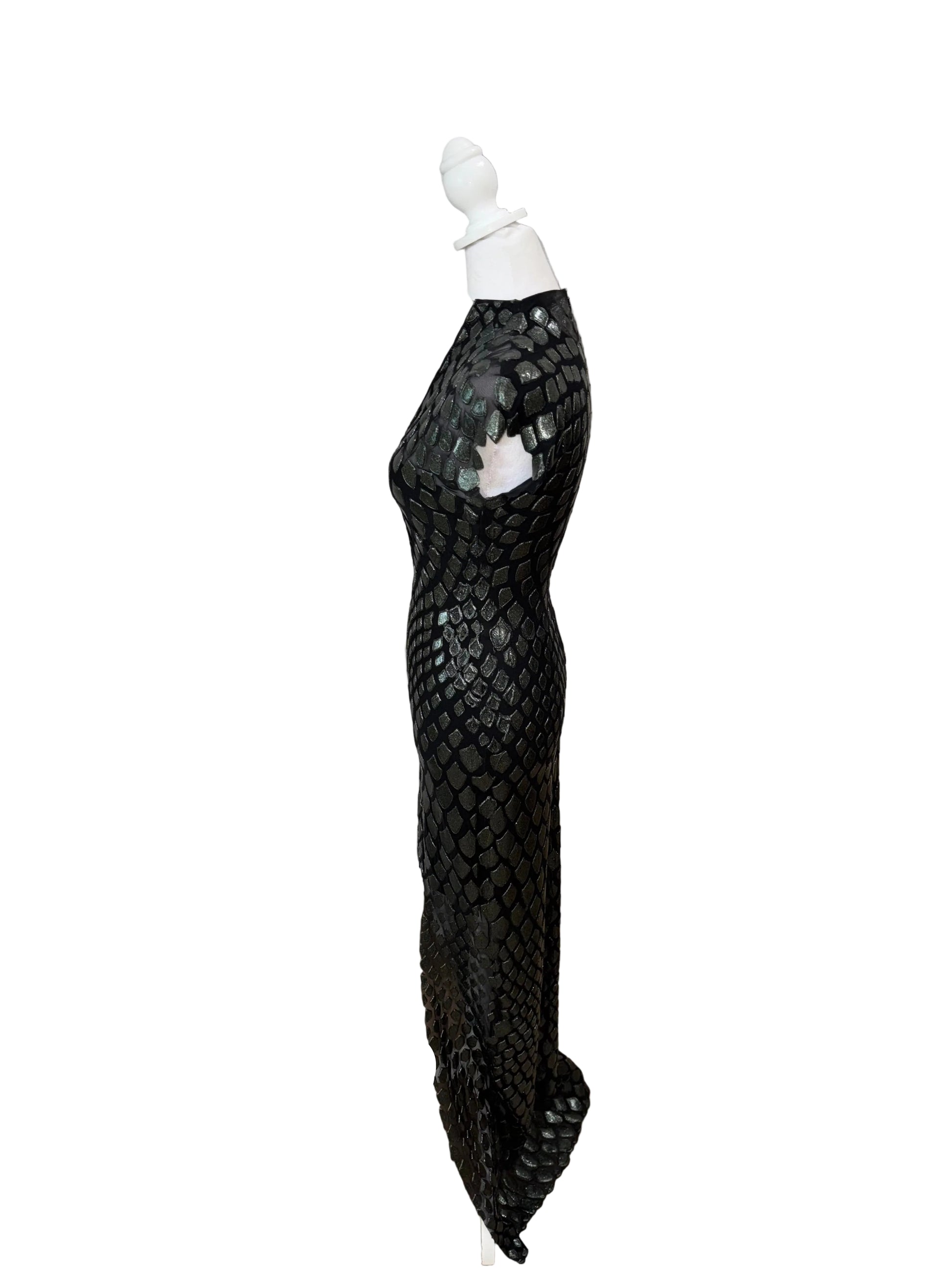 Ema Savahl Couture Mandarin Dragon Scale Dress-DRESS-Gazelle Fashion and Style