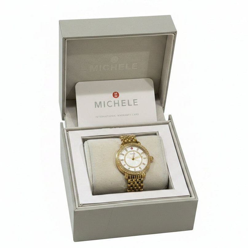 Michele Sydney Gold Diamond Watch-WATCH-Gazelle Fashion and Style
