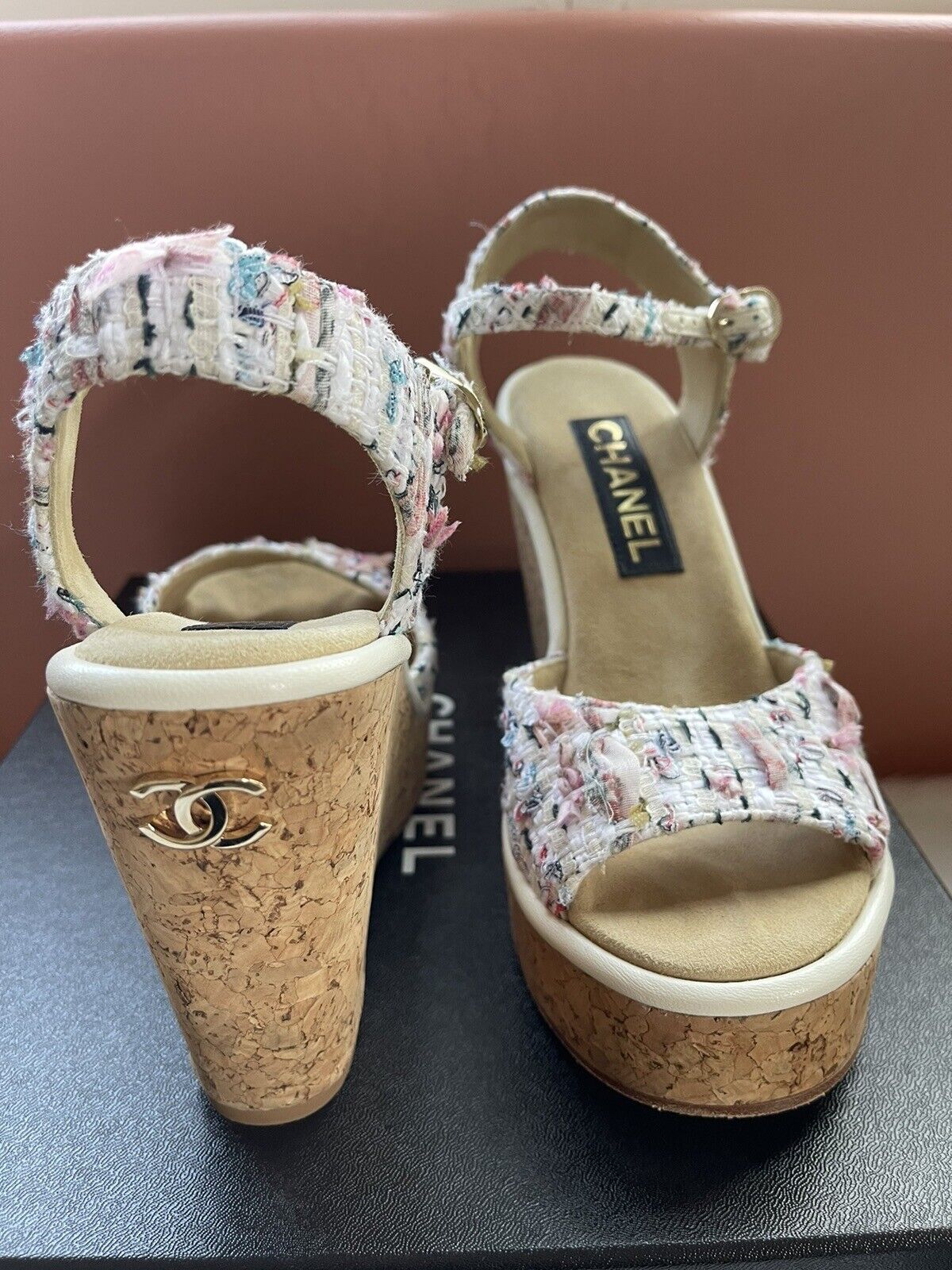 Chanel 2023 Cork Platform Sandals