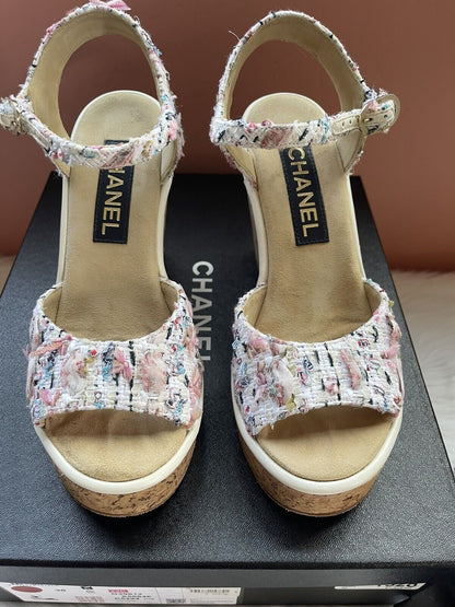 Chanel 2023 Cork Platform Sandals