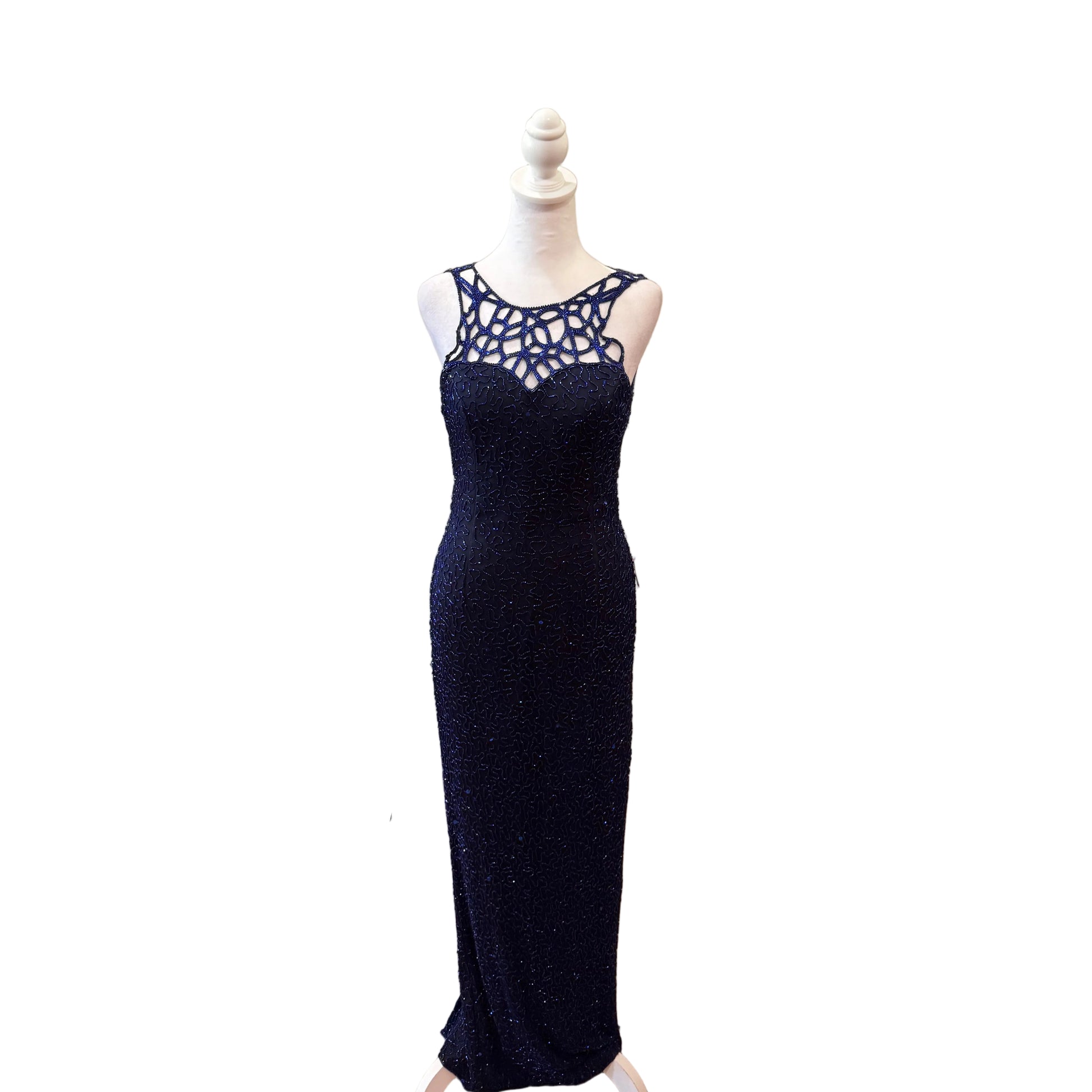 Scala Embellished Evening Gown-DRESS-M-Blue-Excellent-Gazelle Fashion and Style