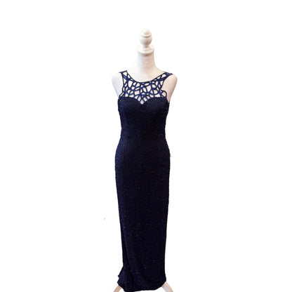 Scala Embellished Evening Gown-DRESS-M-Blue-Excellent-Gazelle Fashion and Style