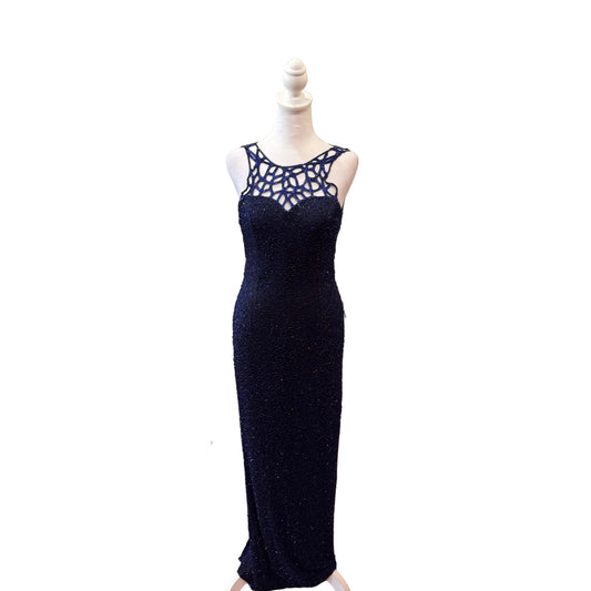 Scala Embellished Evening Gown-DRESS-M-Blue-Excellent-Gazelle Fashion and Style