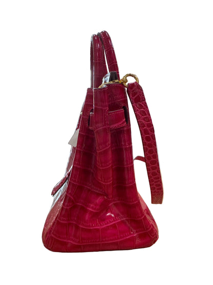 House of Hello Pink Crocodile-Patterned Handbag-HANDBAGS-Gazelle Fashion and Style
