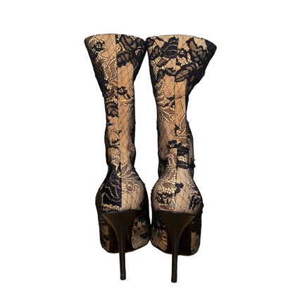 Balenciaga Floral Lace Boots $195-SHOES-Gazelle Fashion and Style