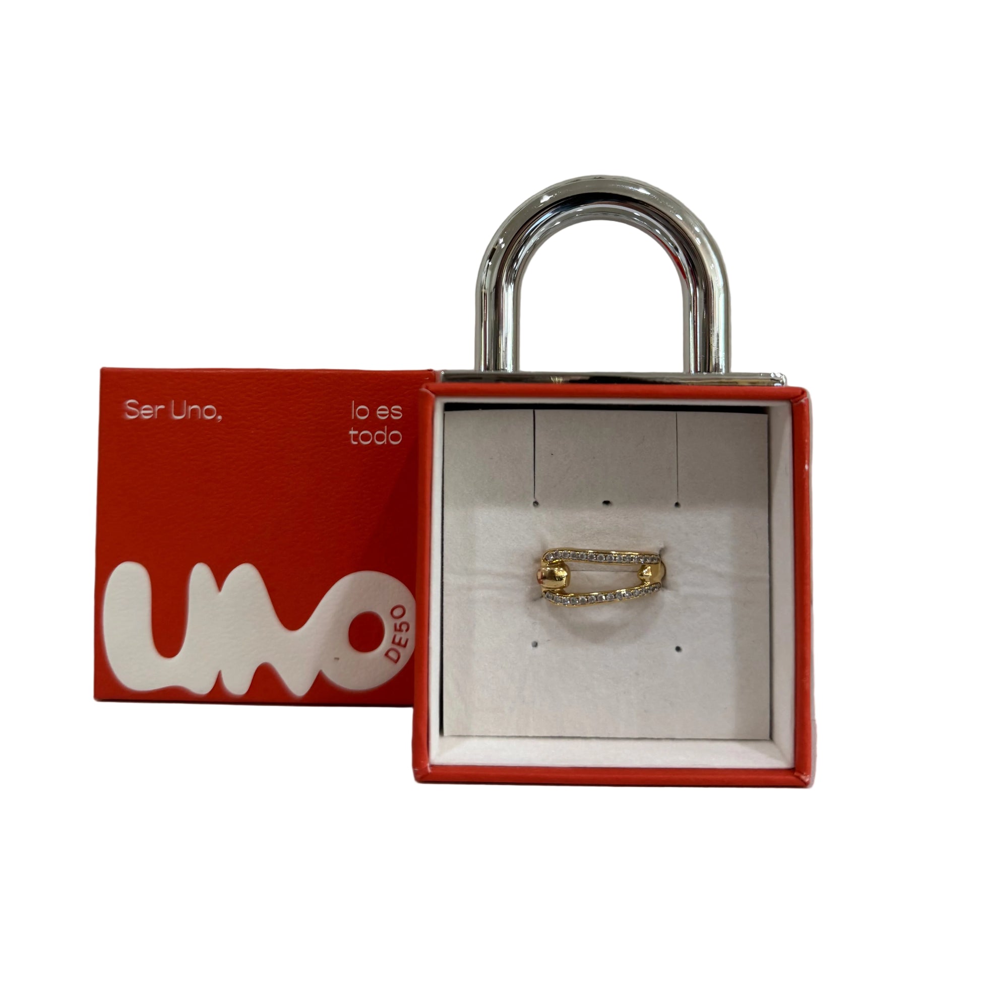 UNO Gold Ring with Rhinestones-JEWELRY-Gazelle Fashion and Style