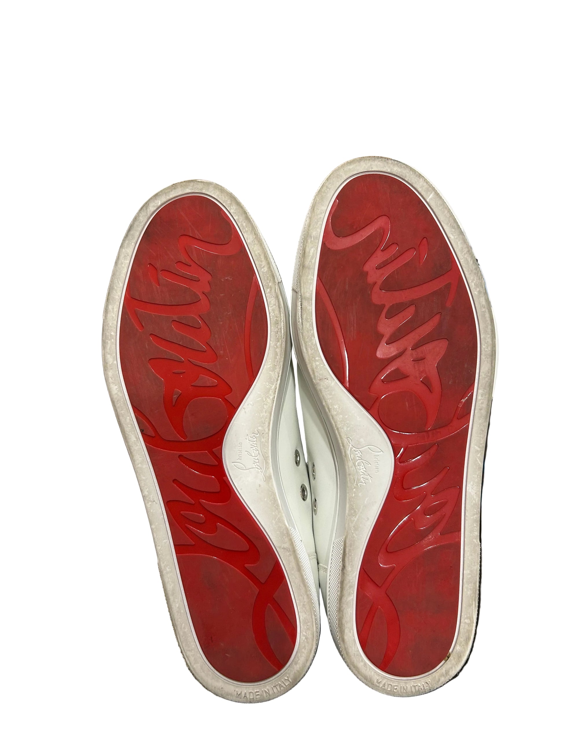 Christian Louboutin White Leather Sneaker with Studs $325-SNEAKER-Gazelle Fashion and Style