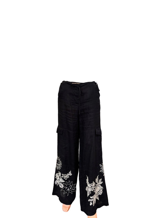Johnny Was Embroidered Linen Pants- Gazelle Fashion and Style 