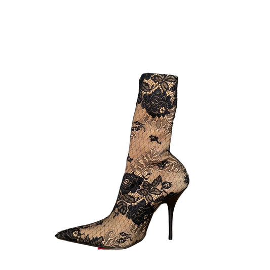 Balenciaga Floral Lace Boots- Gazelle Fashion and Style
