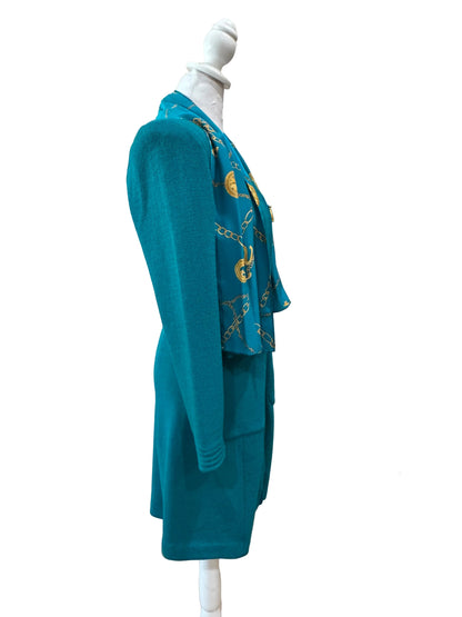 St John Teal Cardigan with Scarf-TOPS-Gazelle Fashion and Style