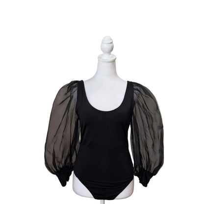Alice + Olivia Jilliane Scoop Neck Puff Sleeve Bodysuit-TOPS-Gazelle Fashion and Style