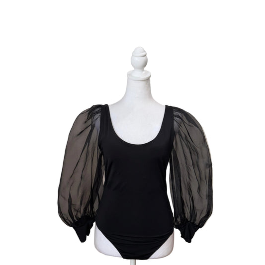 Alice + Olivia Jilliane Scoop Neck Puff Sleeve Bodysuit-TOPS-Gazelle Fashion and Style