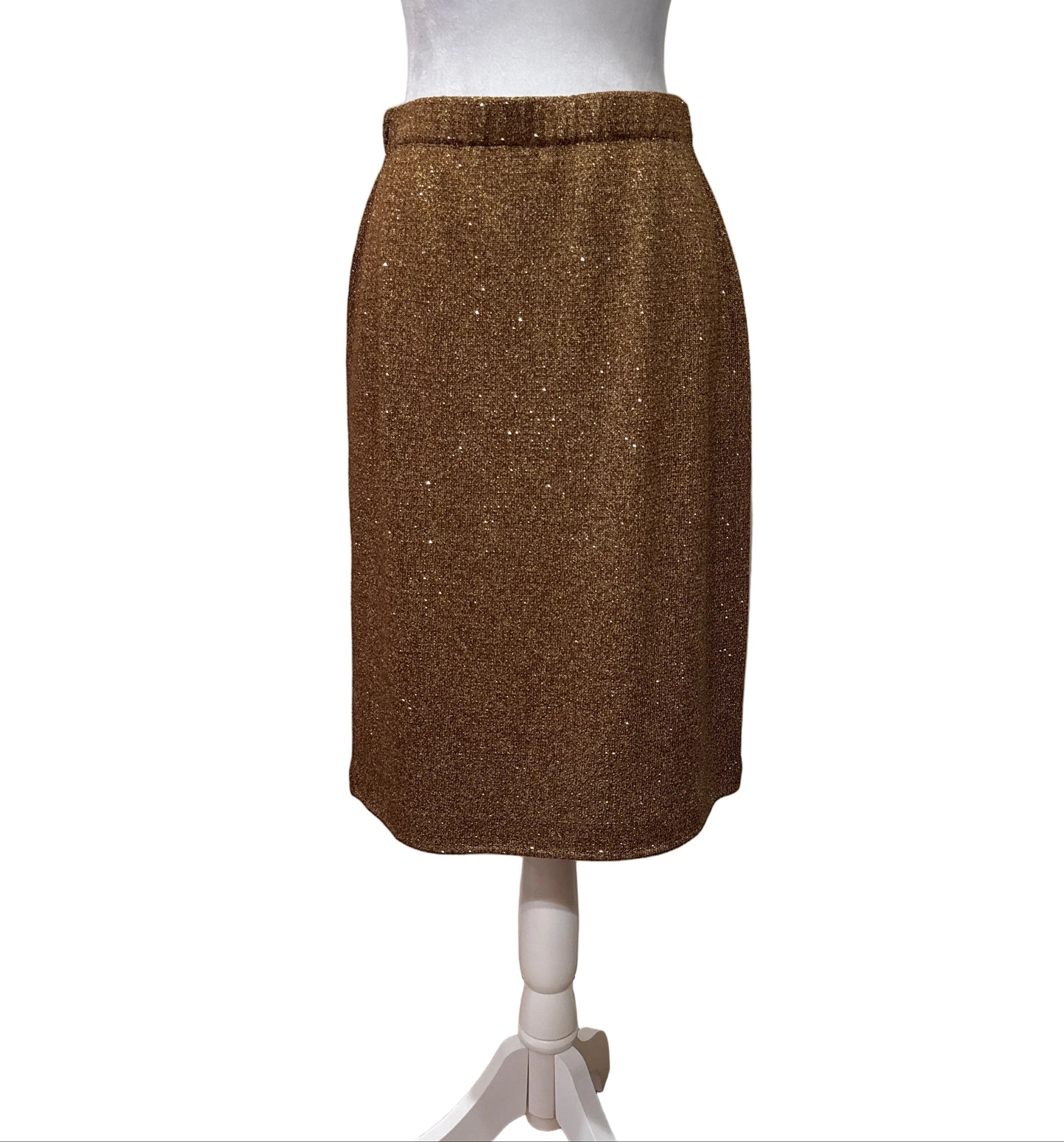 St. John Knit Gold Shimmer Pencil Skirt - NWT- Size 6 $165-Skirt-Gazelle Fashion and Style