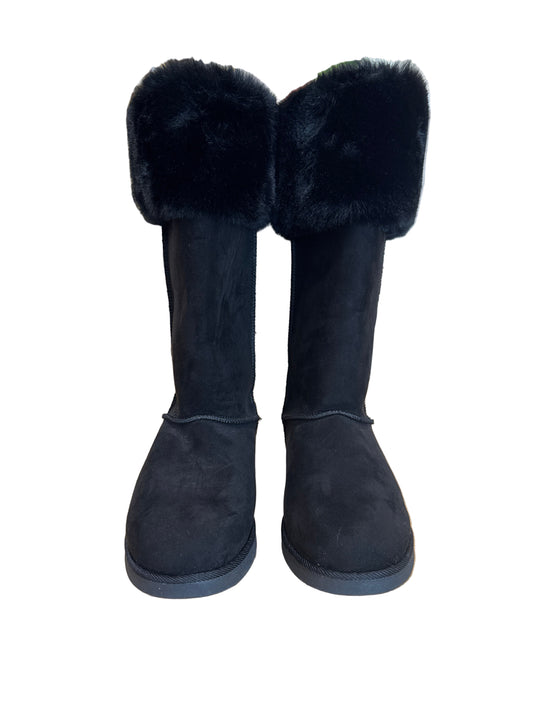 Juicy Couture Black Faux Fur Lined Boots with Rhinestone-SHOES-Gazelle Fashion and Style