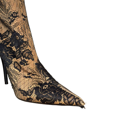Balenciaga Floral Lace Boots $195-SHOES-Gazelle Fashion and Style